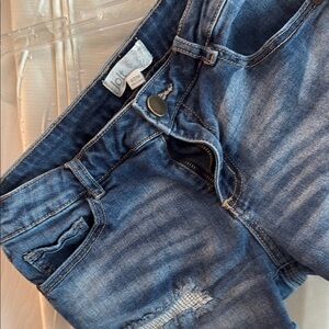 Jolt Blue Jean Shorts with Distressed Details